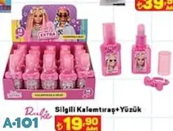BARBİE SİLGİLİ KALEMTIRAŞ+YÜZÜK